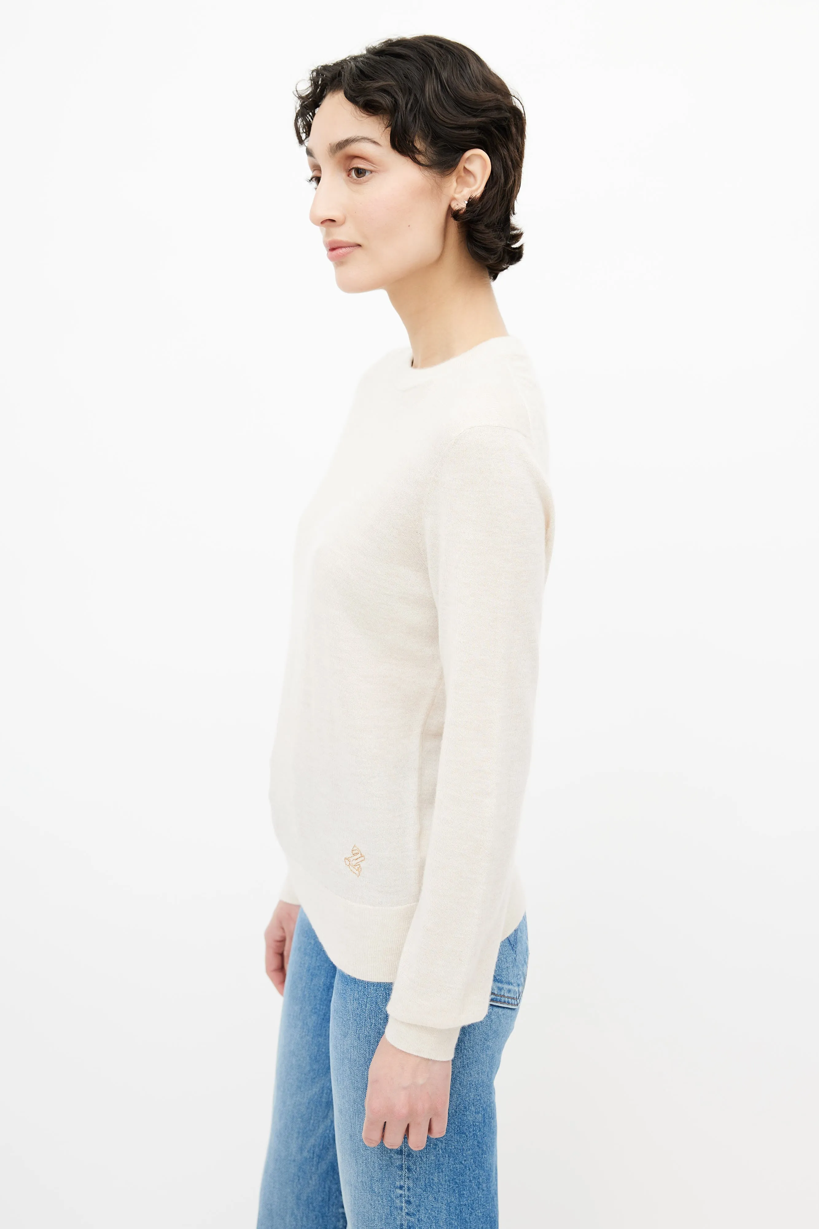 Cream Cashmere Knit Sweater