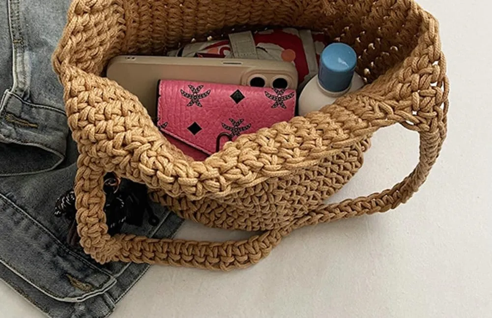 Crochet Tote Bag Women 2025 Large Straw Beach Bag Handmade Woven Shoulder Bags Hobo Tote Handbags Purse for Summer