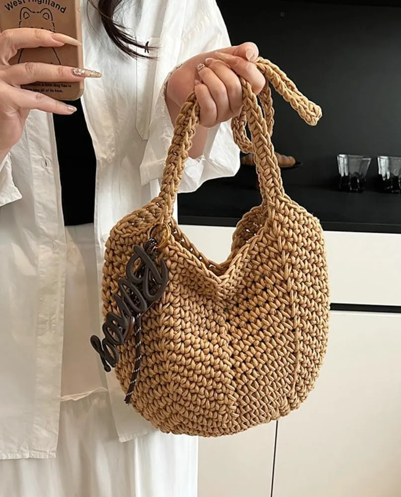Crochet Tote Bag Women 2025 Large Straw Beach Bag Handmade Woven Shoulder Bags Hobo Tote Handbags Purse for Summer