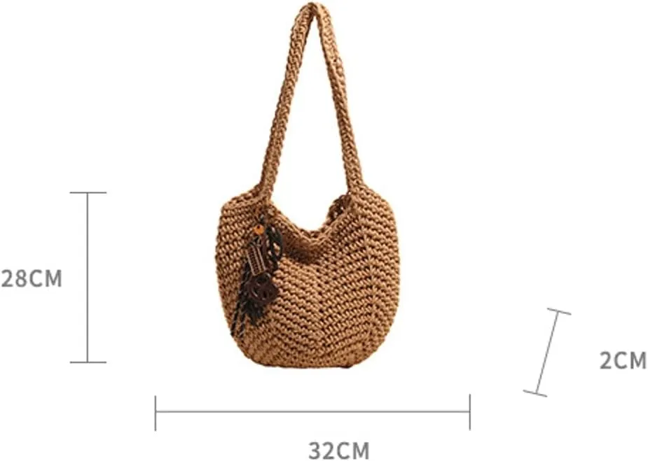 Crochet Tote Bag Women 2025 Large Straw Beach Bag Handmade Woven Shoulder Bags Hobo Tote Handbags Purse for Summer