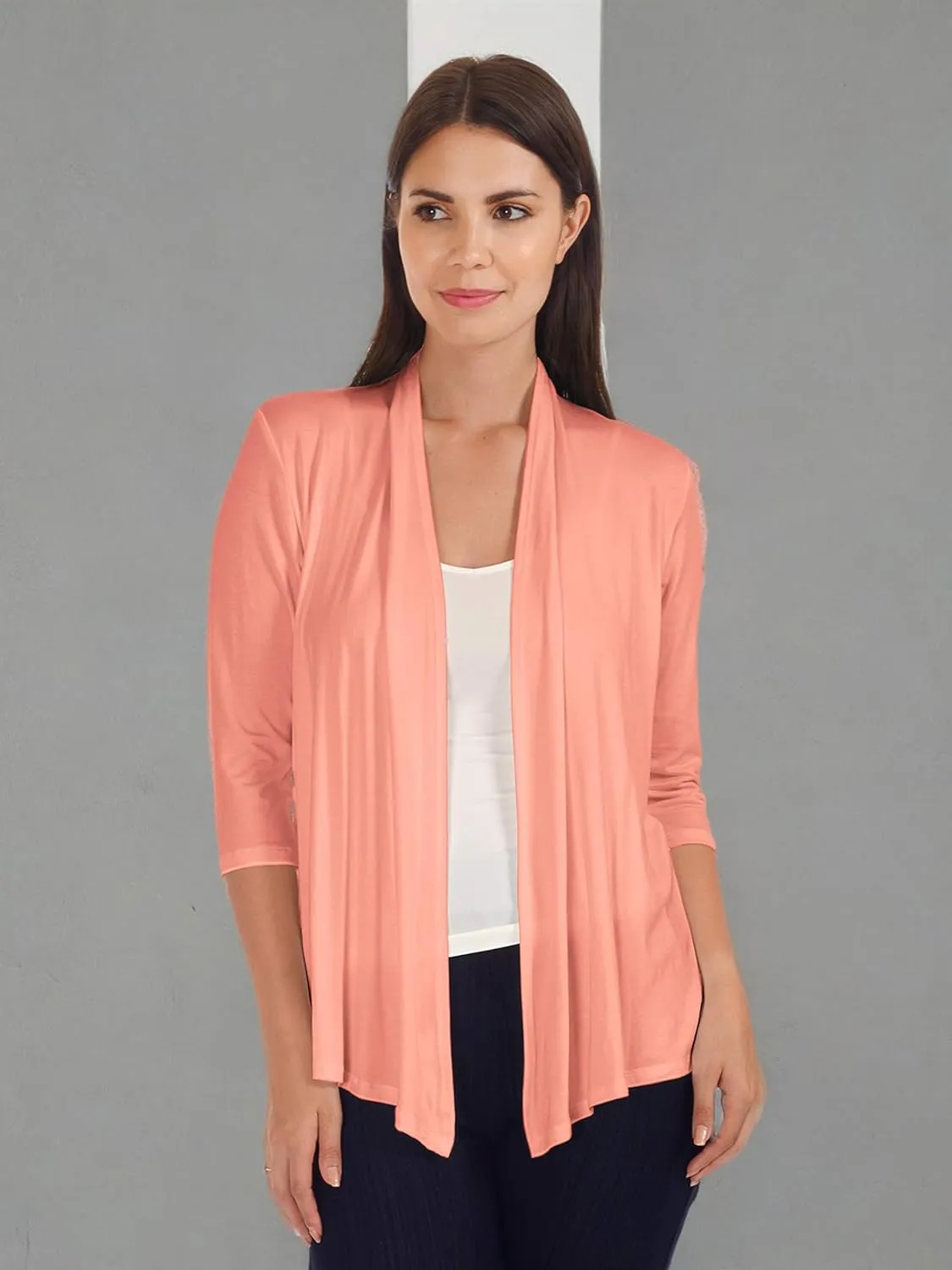 DFF Shop Women's Assymetrical Boyfriend Open 3/4 Sleeve Cardigan (Size: S- 5X)