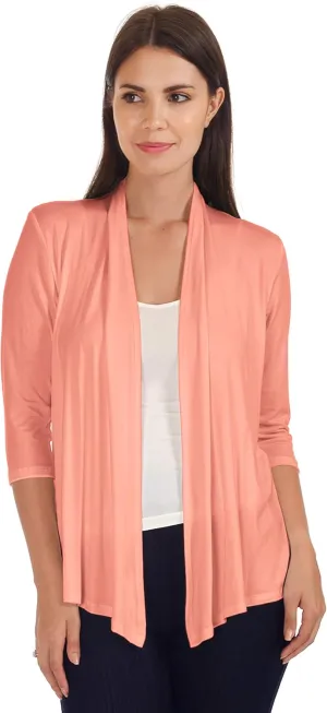 DFF Shop Women's Assymetrical Boyfriend Open 3/4 Sleeve Cardigan (Size: S- 5X)