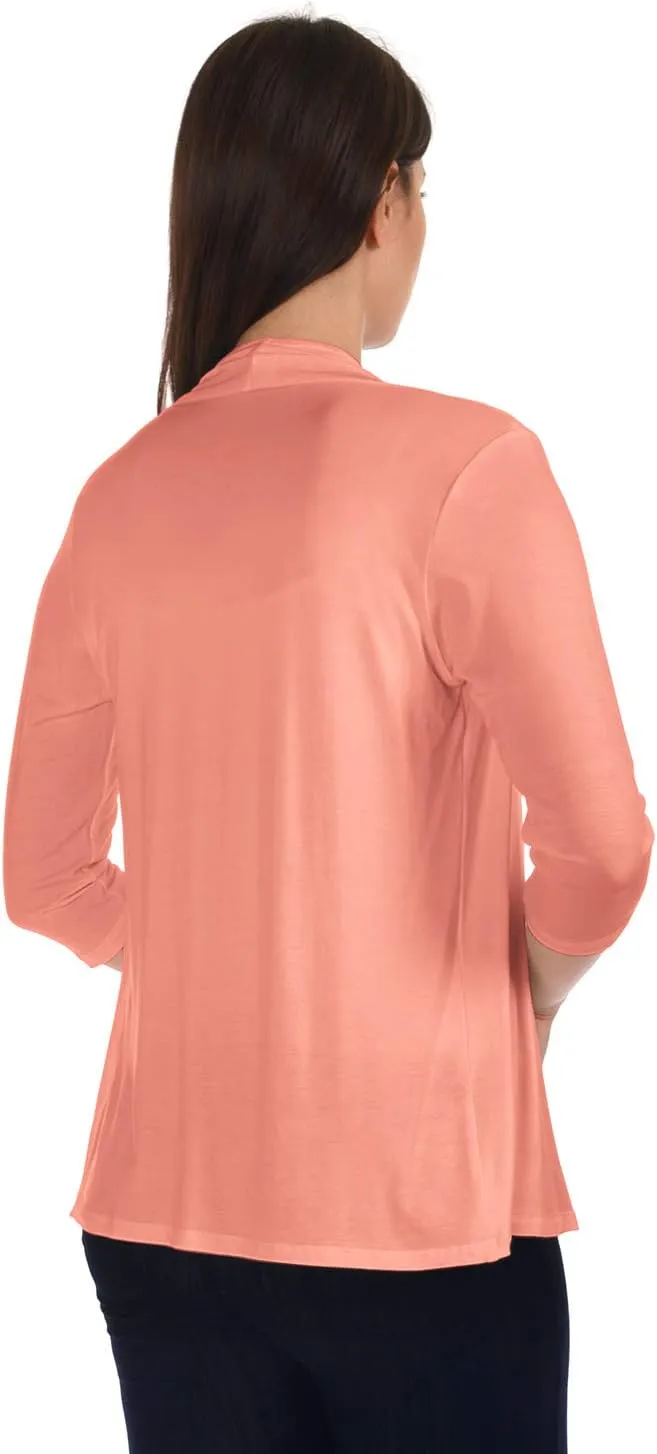DFF Shop Women's Assymetrical Boyfriend Open 3/4 Sleeve Cardigan (Size: S- 5X)