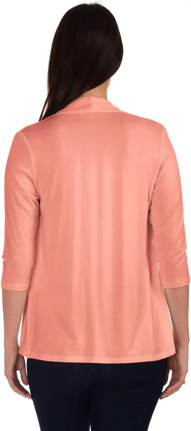 DFF Shop Women's Assymetrical Boyfriend Open 3/4 Sleeve Cardigan (Size: S- 5X)