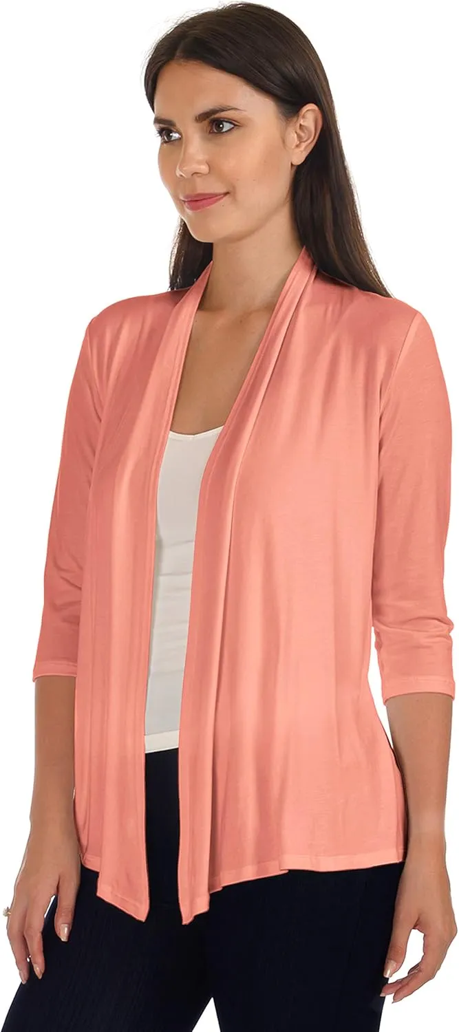 DFF Shop Women's Assymetrical Boyfriend Open 3/4 Sleeve Cardigan (Size: S- 5X)