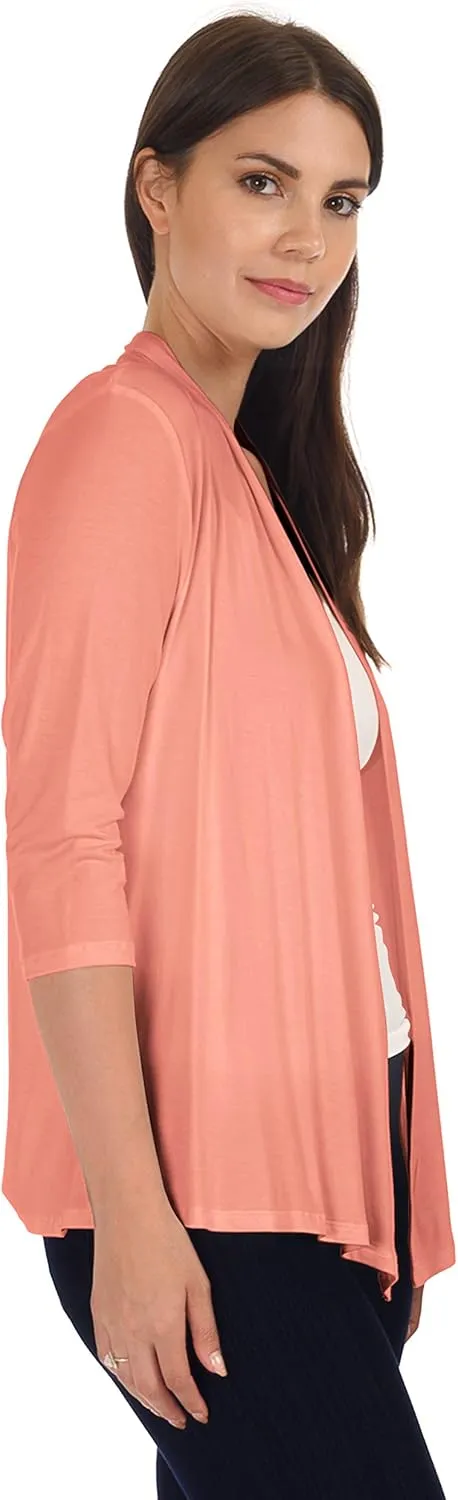 DFF Shop Women's Assymetrical Boyfriend Open 3/4 Sleeve Cardigan (Size: S- 5X)