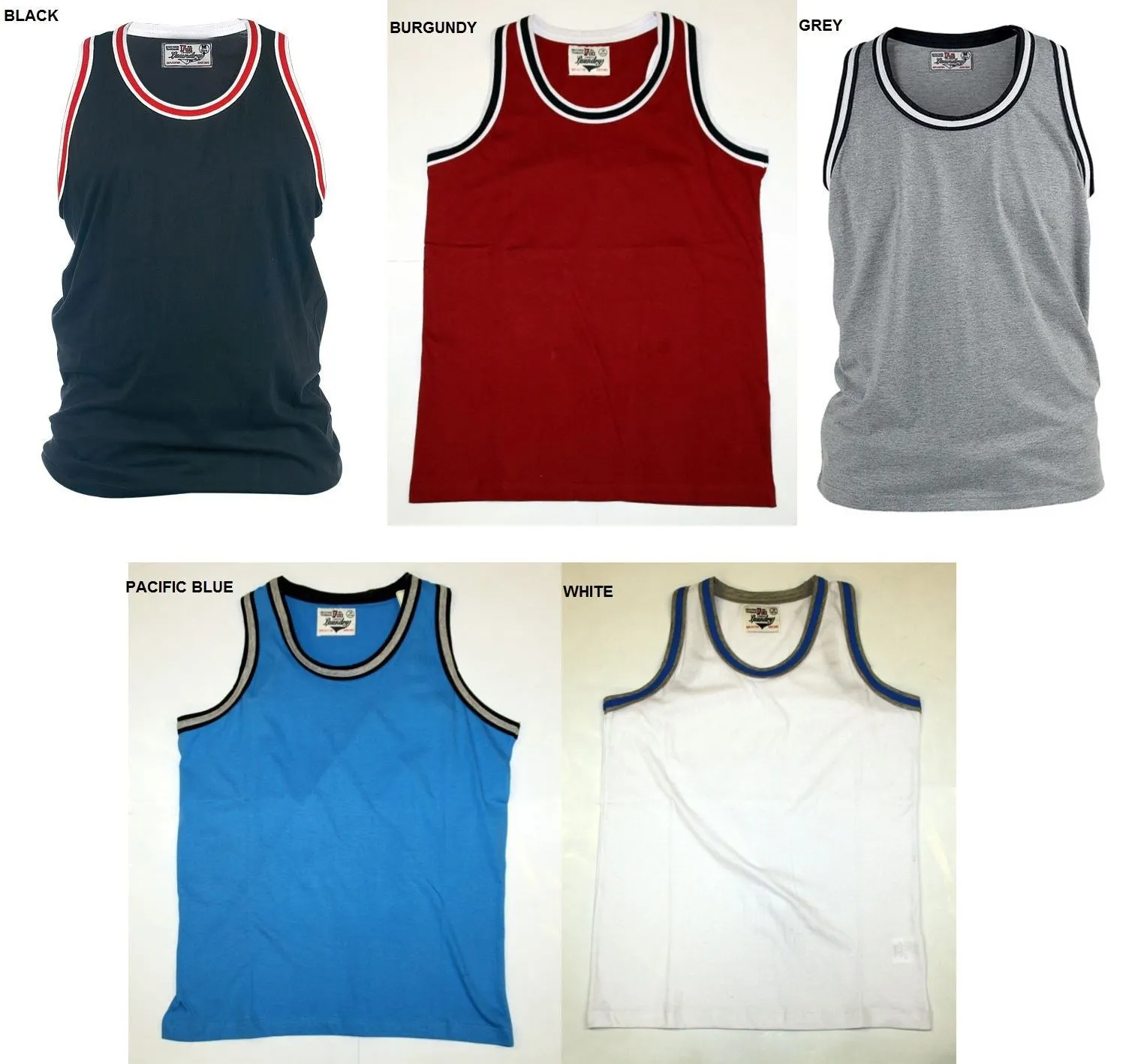 DUKE PURE COTTON CONTRAST MUSCLE VEST IN SIZE 1XL TO 6XL, 4 COLORS OPTION