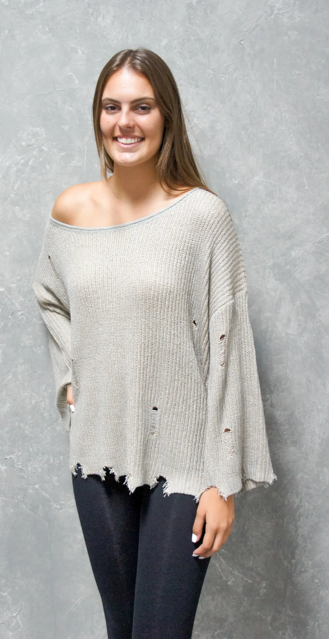 Edgy Ribbed Distressed Sweater