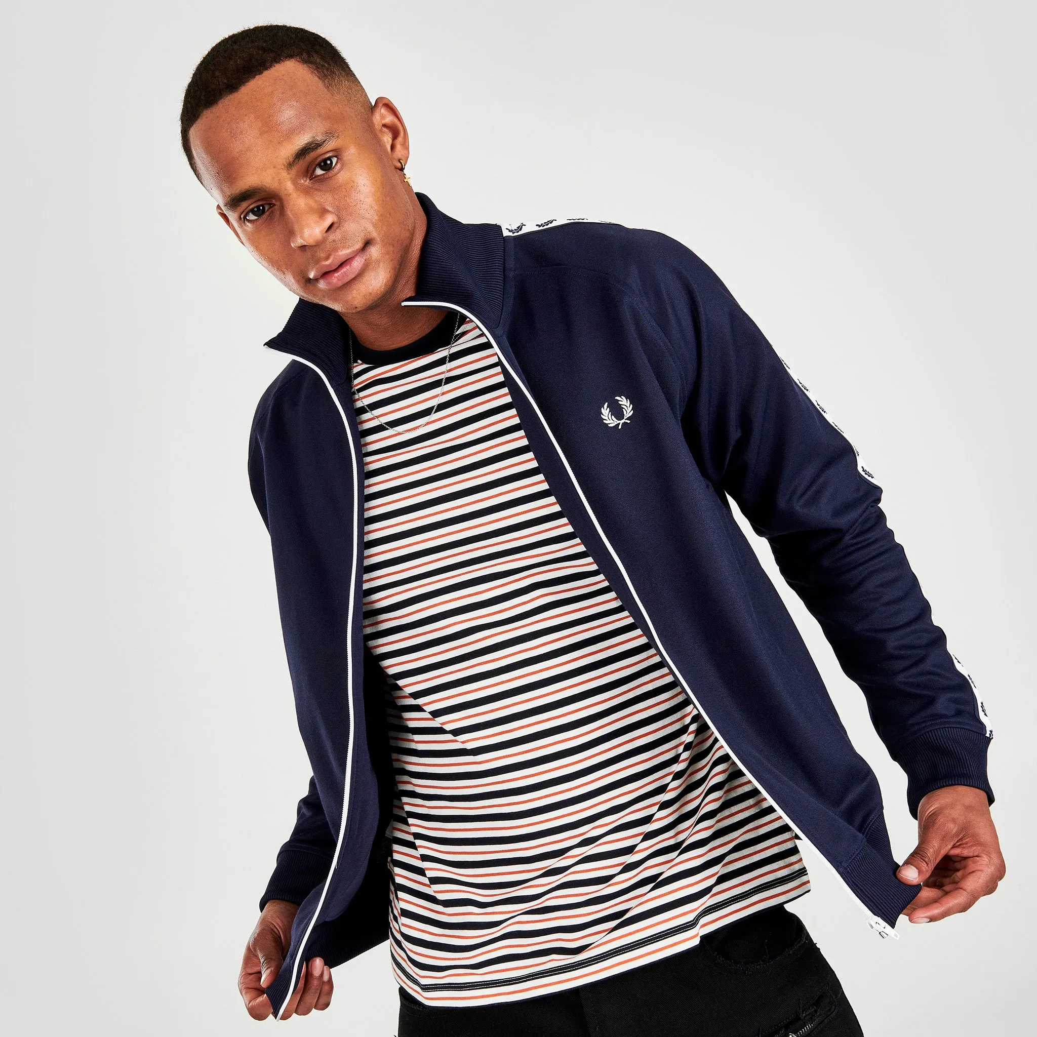 Fred Perry Taped Track Jacket / Carbon Blue