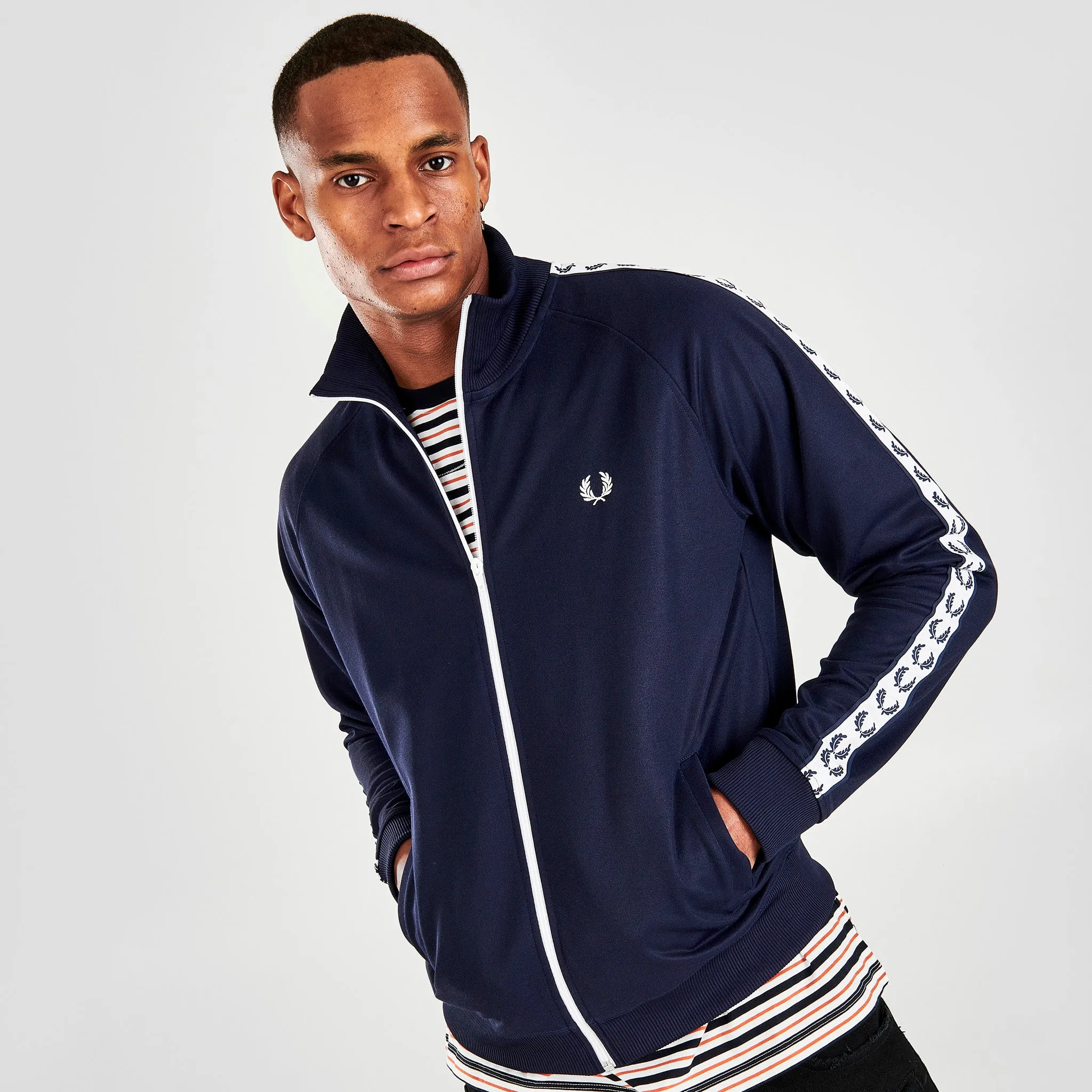 Fred Perry Taped Track Jacket / Carbon Blue