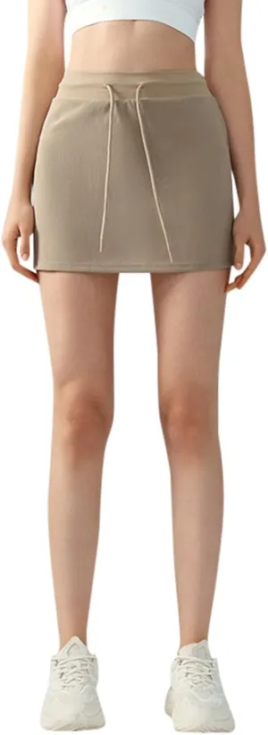 FZVYD Mini Skorts for Women Drawstring Mid Waist Bodycon Pencil Mini Skirt with Shorts 2025 Tennis Skort Athletic Golf Skirts