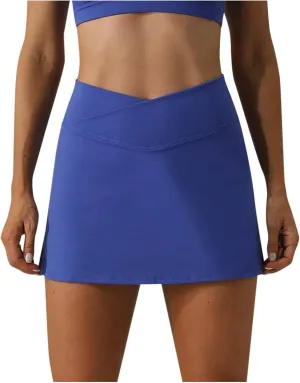 FZVYD Womens Tennis Skirt with Pockets Shorts Crossover High Waisted Athletic Skorts Skirts for Golf Running Workout Bodycon
