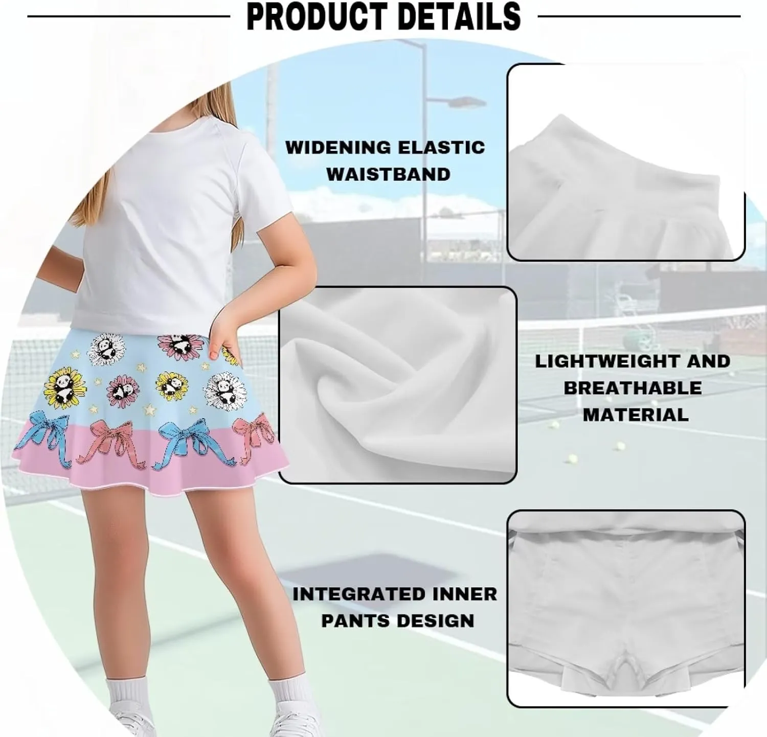 Girls Cute Skirts 1-in-2 Skorts Built in Shorts Lightweight Playwear Size 5-14