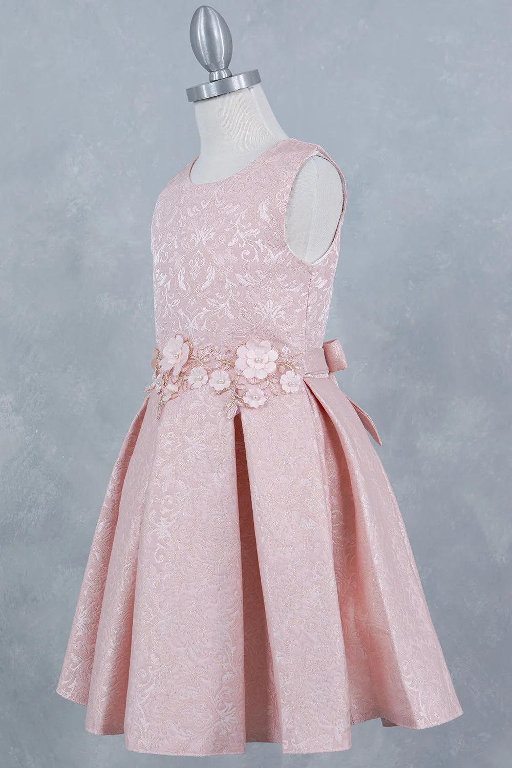 Girls Elegant Floral Jaquard Dress 2-12