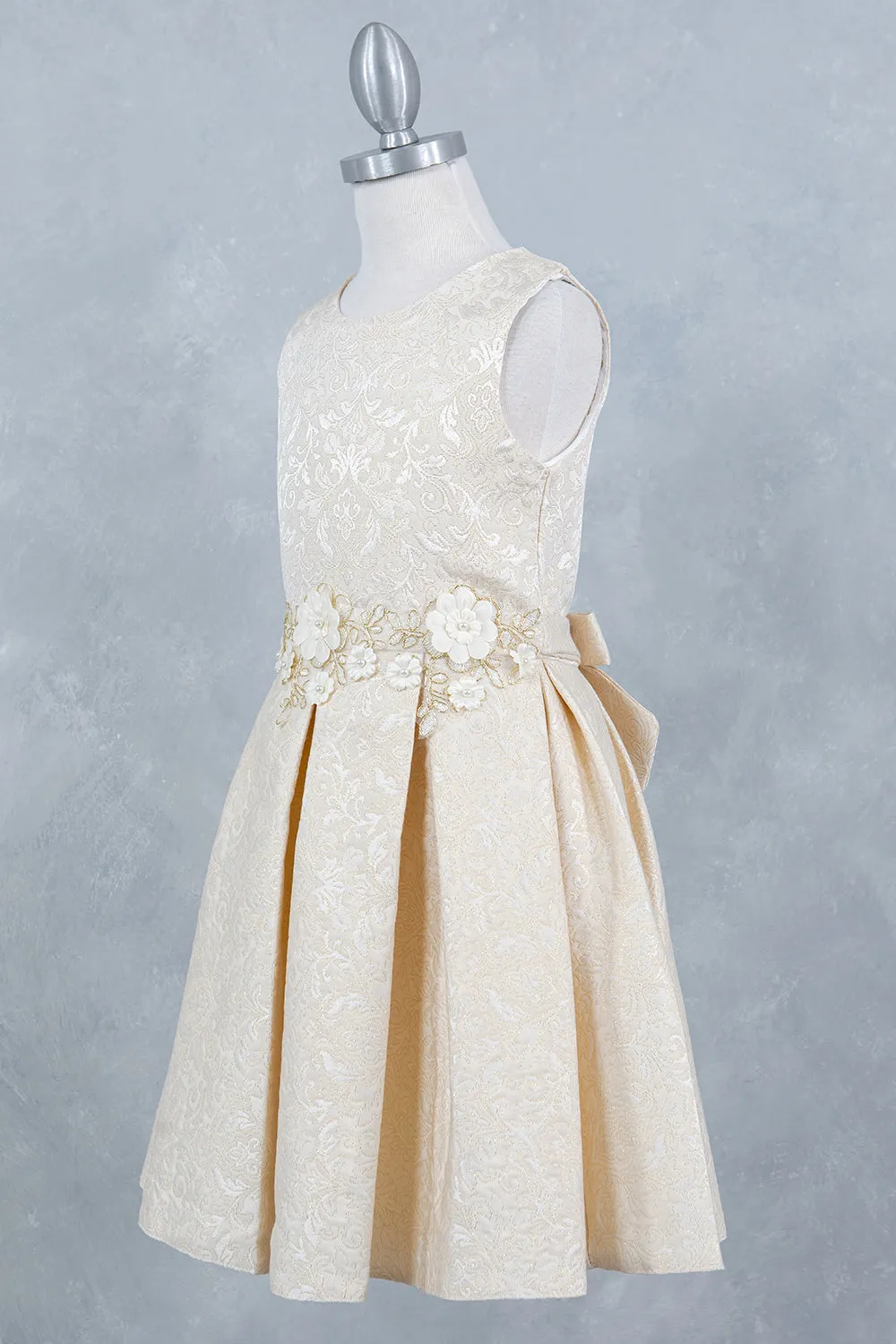 Girls Elegant Floral Jaquard Dress 2-12