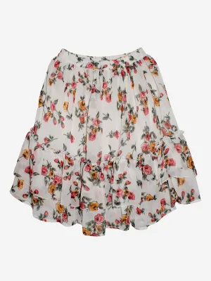 Girls Printed Georgette Skirt with Frill Layer