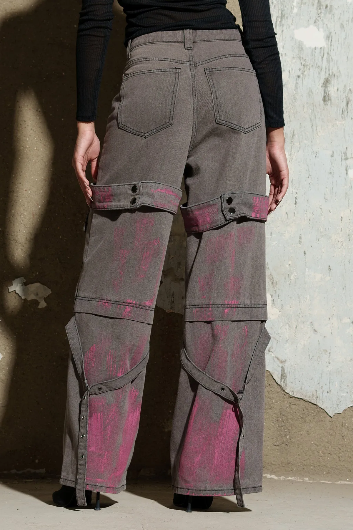 Grey Bliss Denim Utility Cargo Jeans