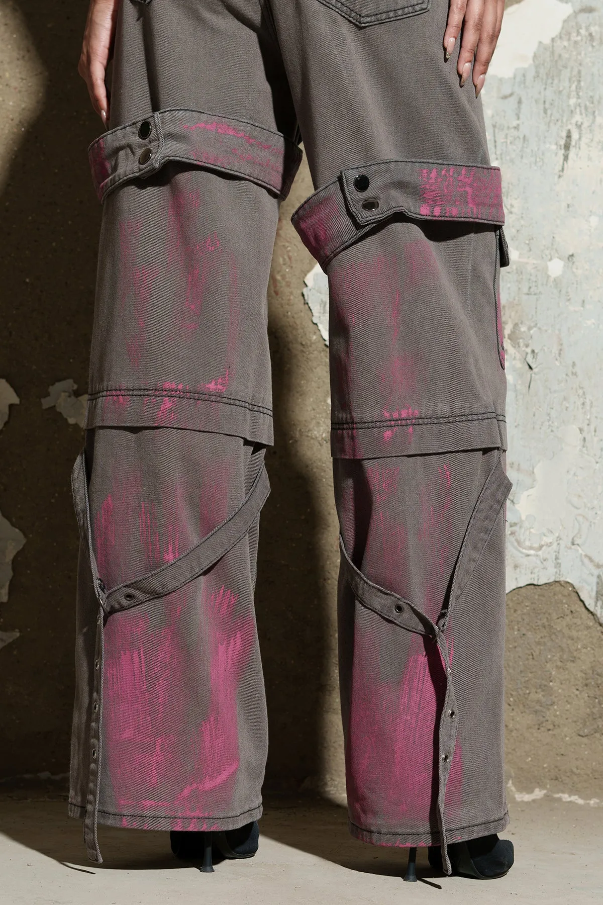 Grey Bliss Denim Utility Cargo Jeans