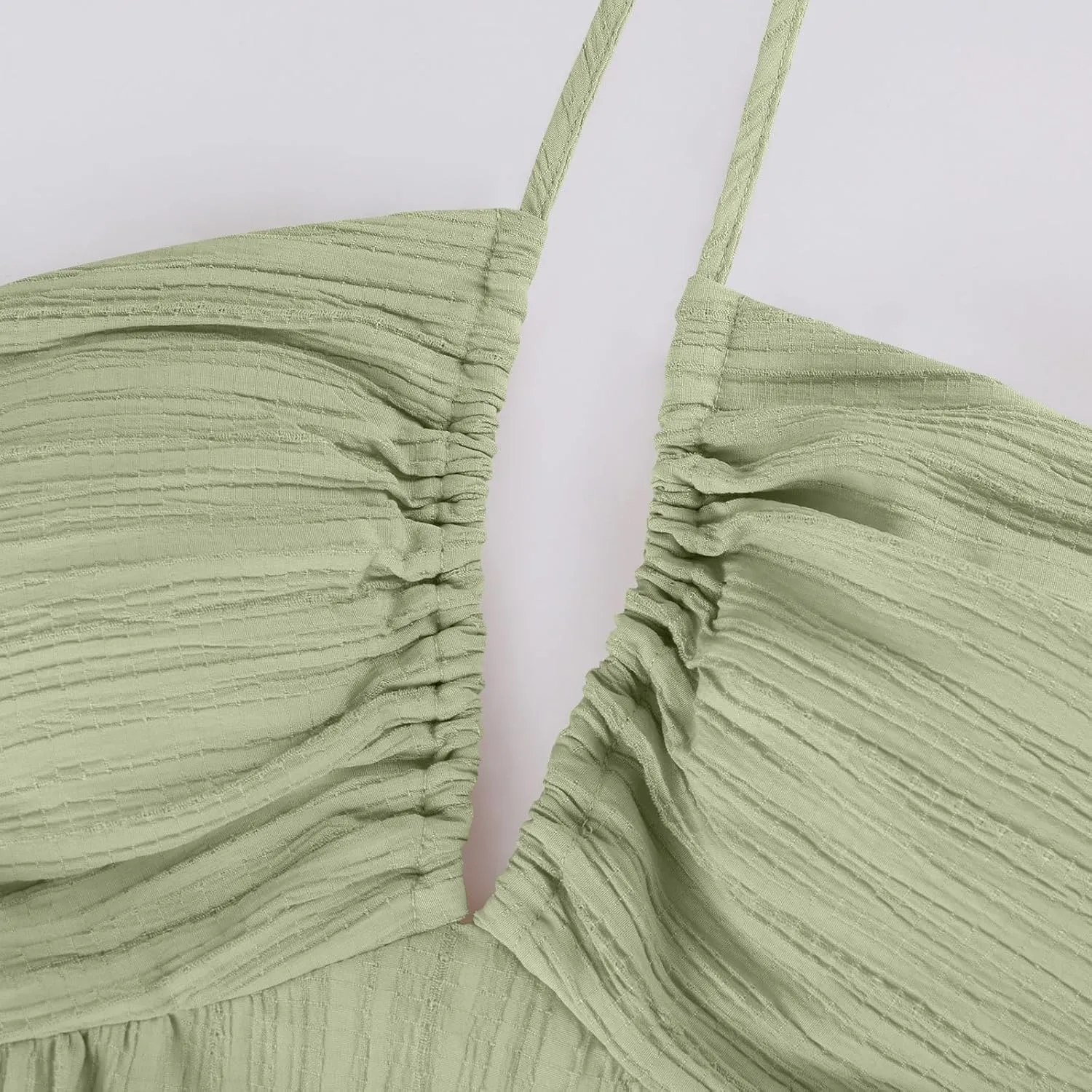 Halter Maxi Dresses for Women 2025 Elegant V Neck Spaghetti Strap Dress Casual Boho Tiered Hem a Line Corset Sundress