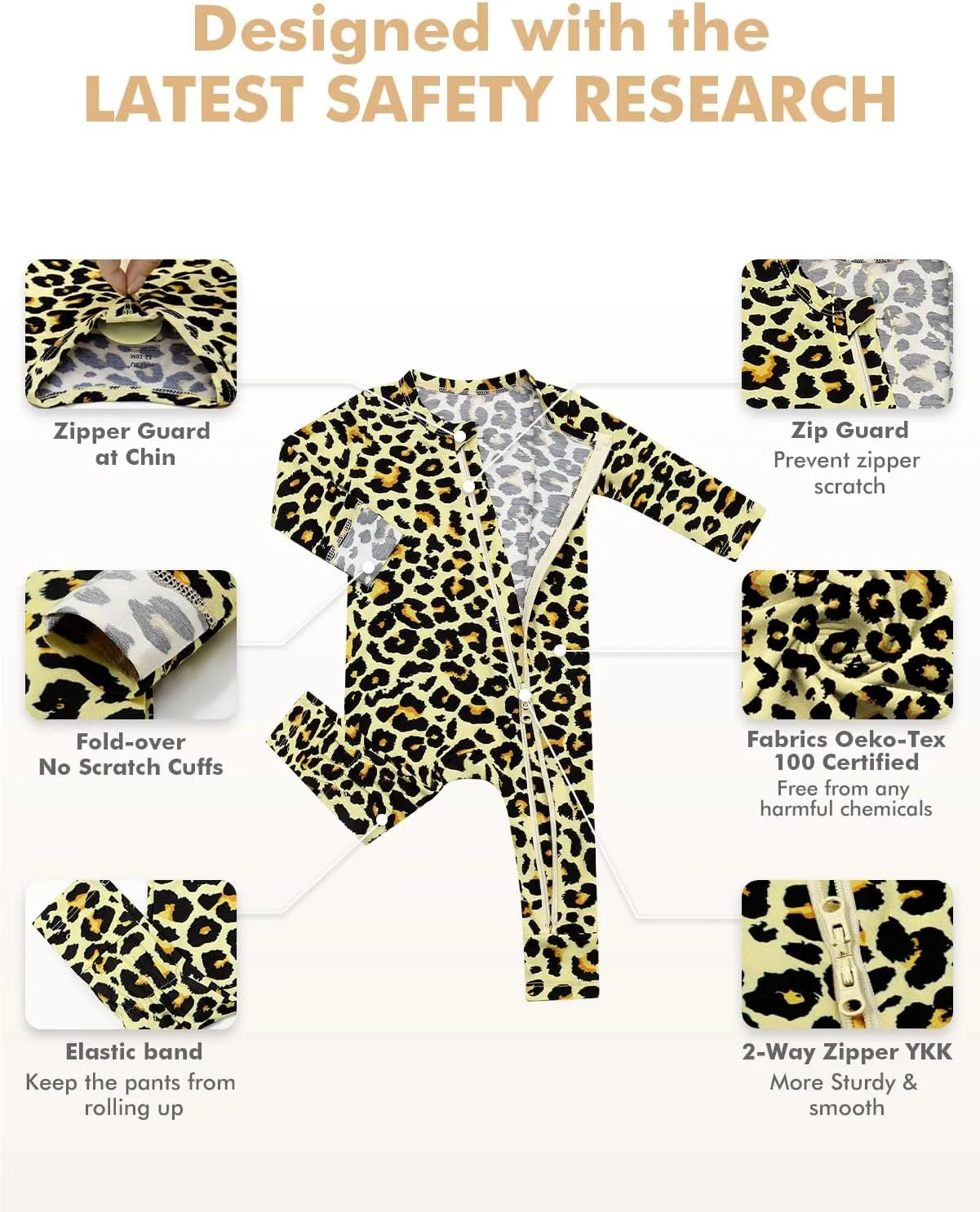 HAPIU Unisex Rayon Made from Bamboo Baby Rompers with Cuffs, 2 Way Zipper YKK, Footless Pajamas Jumpsuit