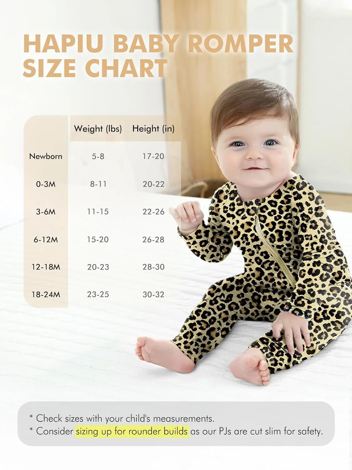HAPIU Unisex Rayon Made from Bamboo Baby Rompers with Cuffs, 2 Way Zipper YKK, Footless Pajamas Jumpsuit