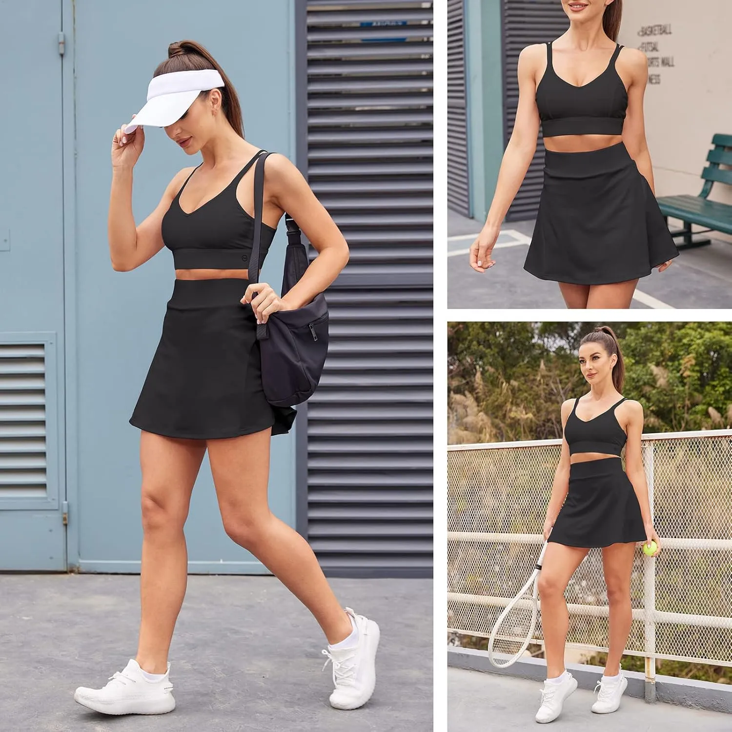 Hount Women's Pleated Tennis Skirts with Pockets High Waisted Golf Skorts Running Skirt Athletic Short Skirts