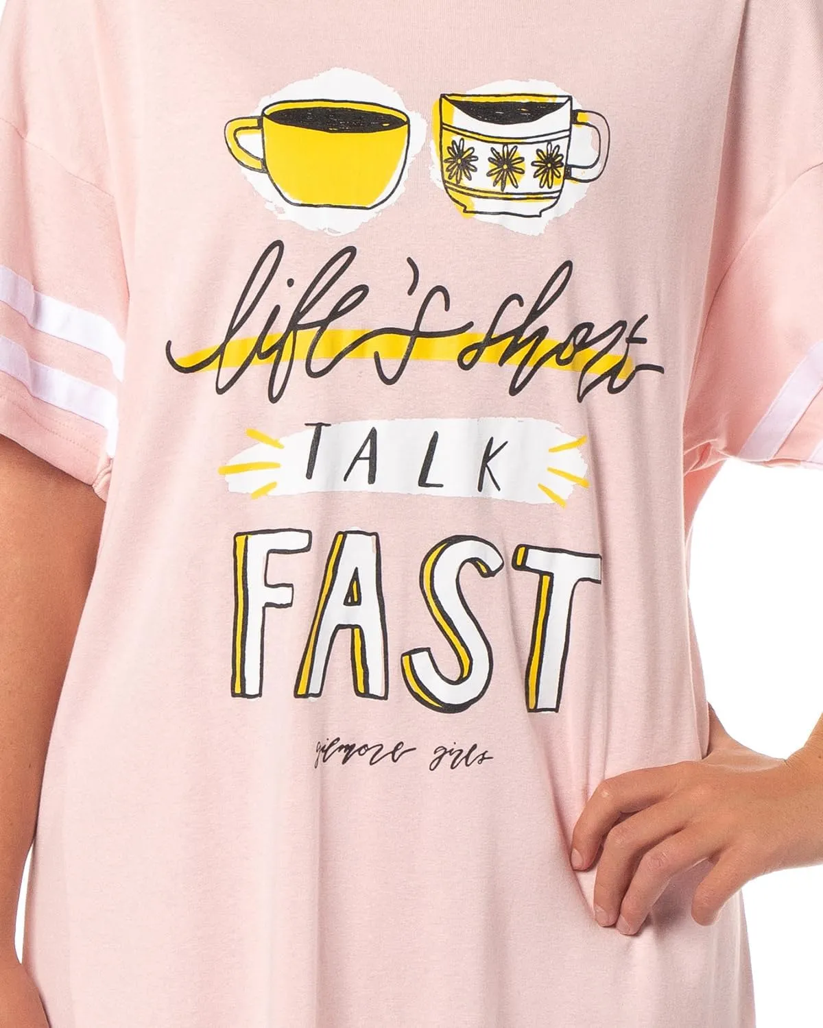 INTIMO Gilmore Girls Women's Luke's Diner Life's Short Talk Fast Nightgown Pajama Shirt Dress For Adults