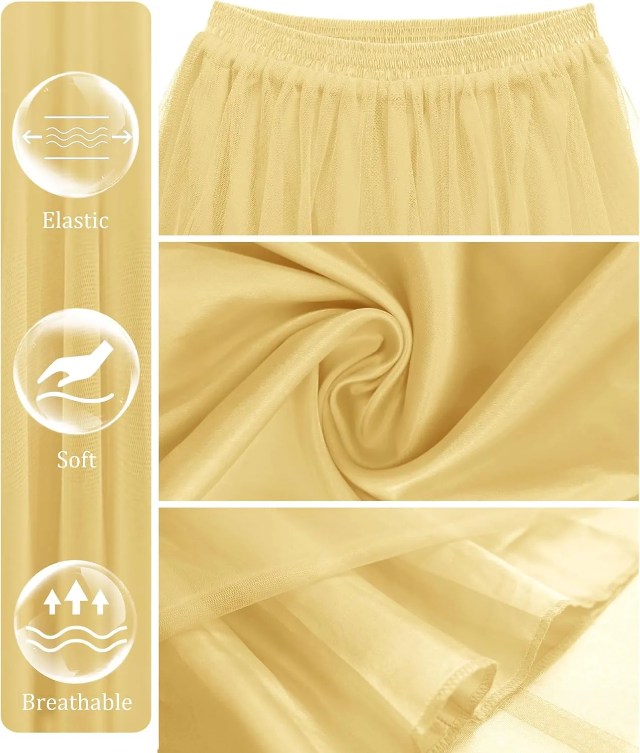 Kingfancy Women's Winter Skirts 2 Layered Tulle Tiered Long Skirts Elastic Waist A-Line Midi Skirts