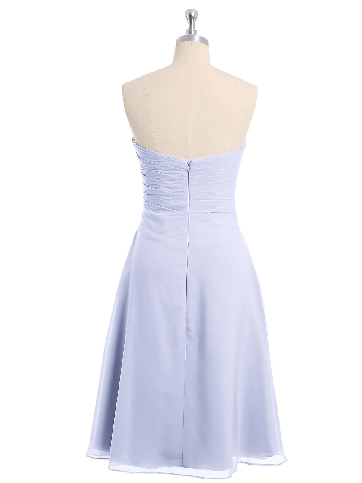 Knee Length Chiffon Dress with Sweetheart Neck-Lavender