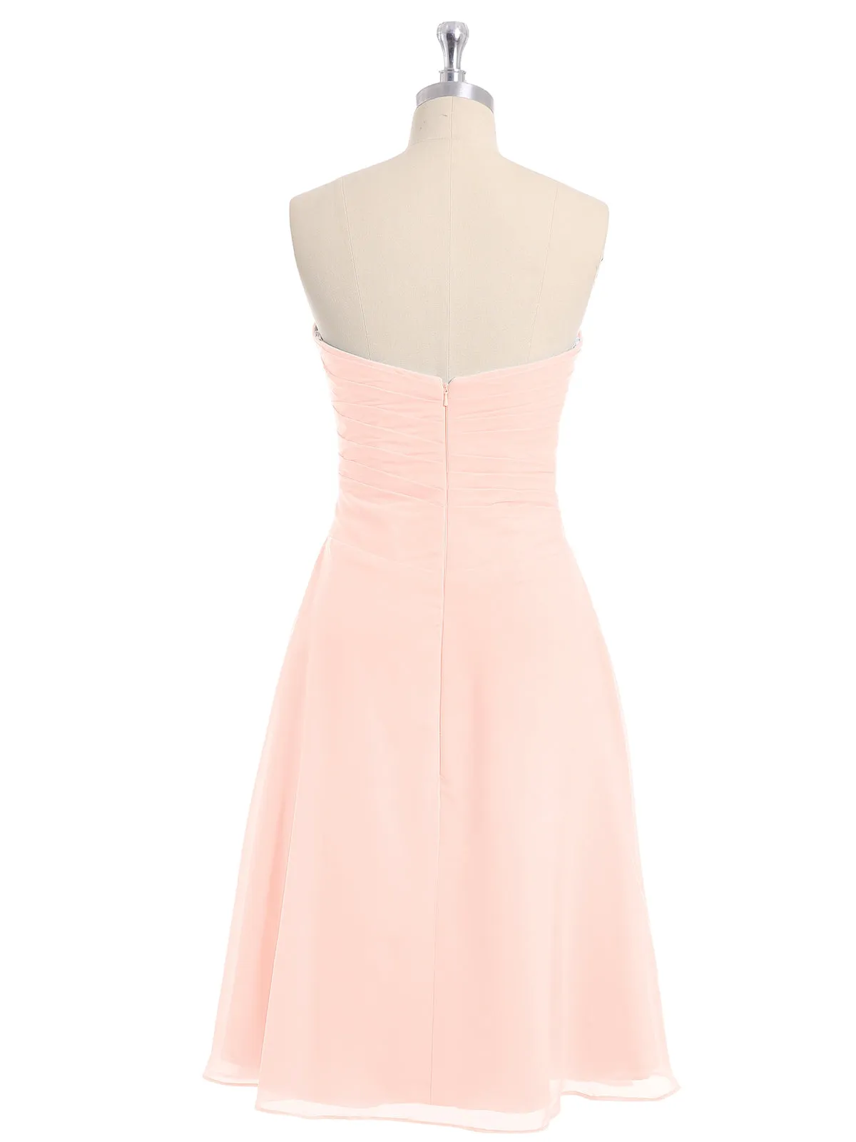 Knee Length Chiffon Dress with Sweetheart Neck-Pearl Pink Plus Size