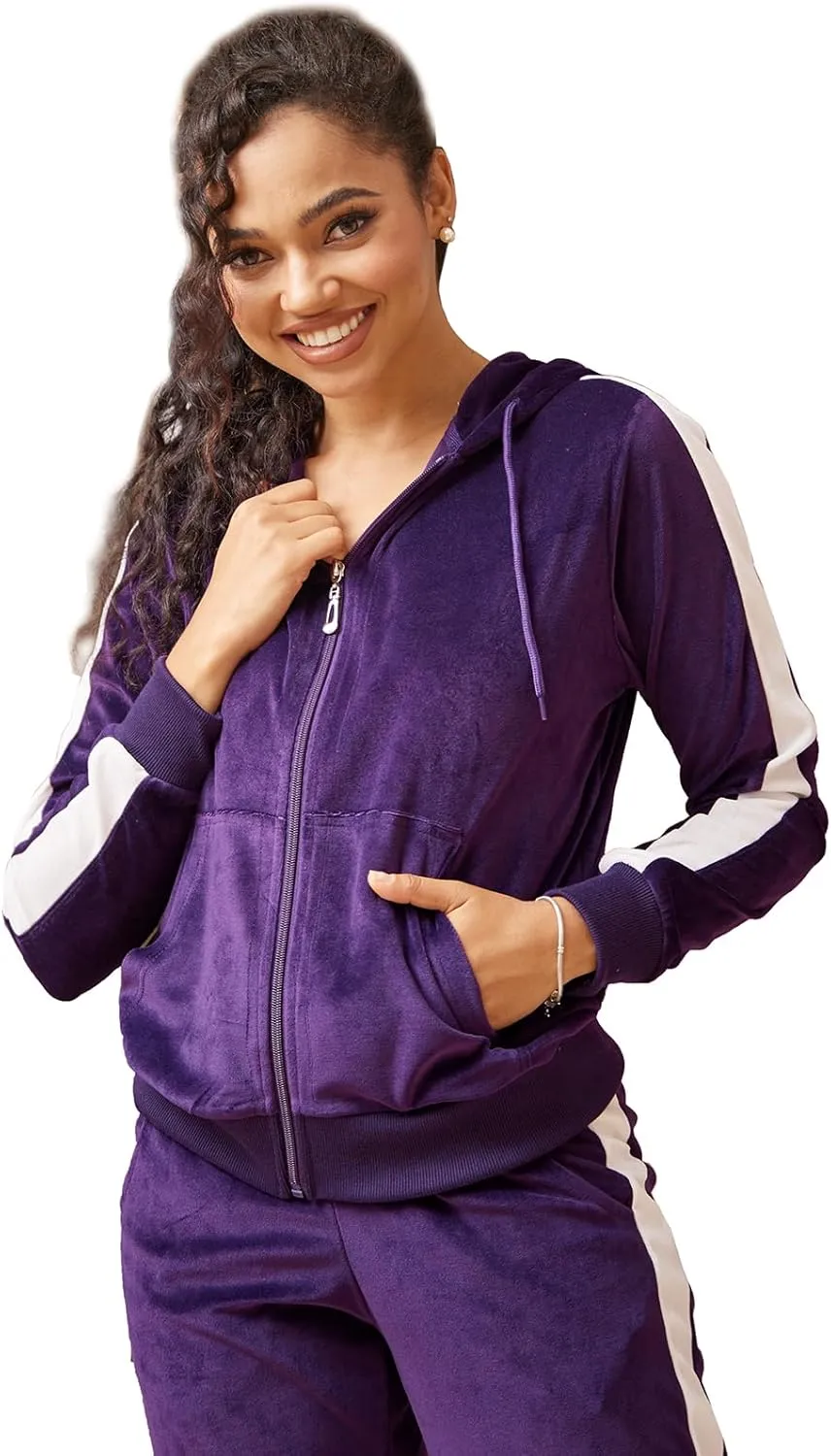 Leehanton Velour Tracksuit Womens Sweatsuits 2 Piece Set Zip Hoodie Sweatpants Outfits Velvet Jogging Suits