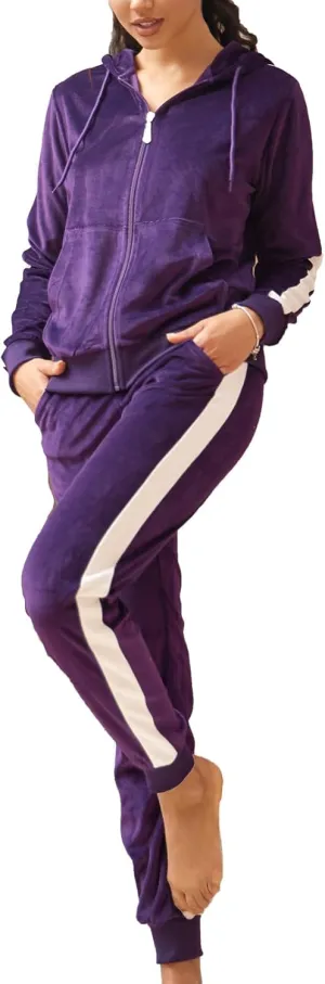Leehanton Velour Tracksuit Womens Sweatsuits 2 Piece Set Zip Hoodie Sweatpants Outfits Velvet Jogging Suits