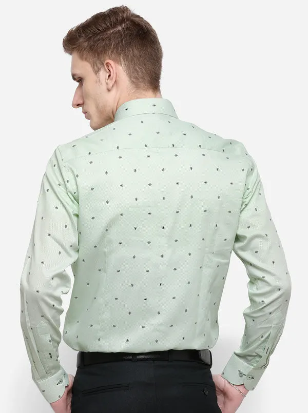 Light Pista Printed Slim Fit Formal Shirt | Metal