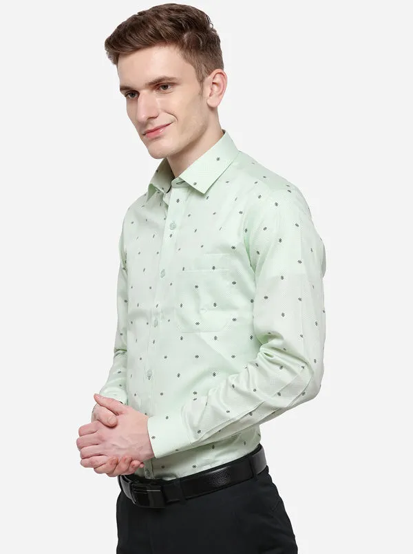 Light Pista Printed Slim Fit Formal Shirt | Metal