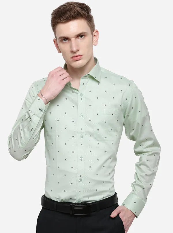 Light Pista Printed Slim Fit Formal Shirt | Metal