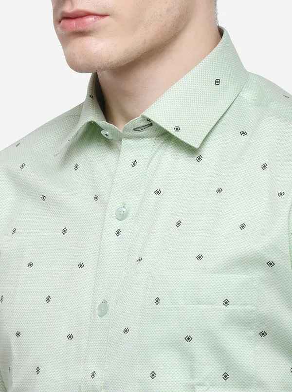 Light Pista Printed Slim Fit Formal Shirt | Metal