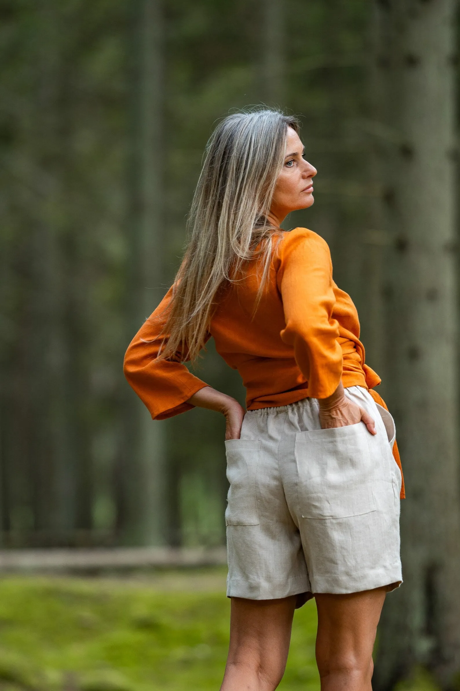 Linen Pleated Shorts BERGEN In Natural