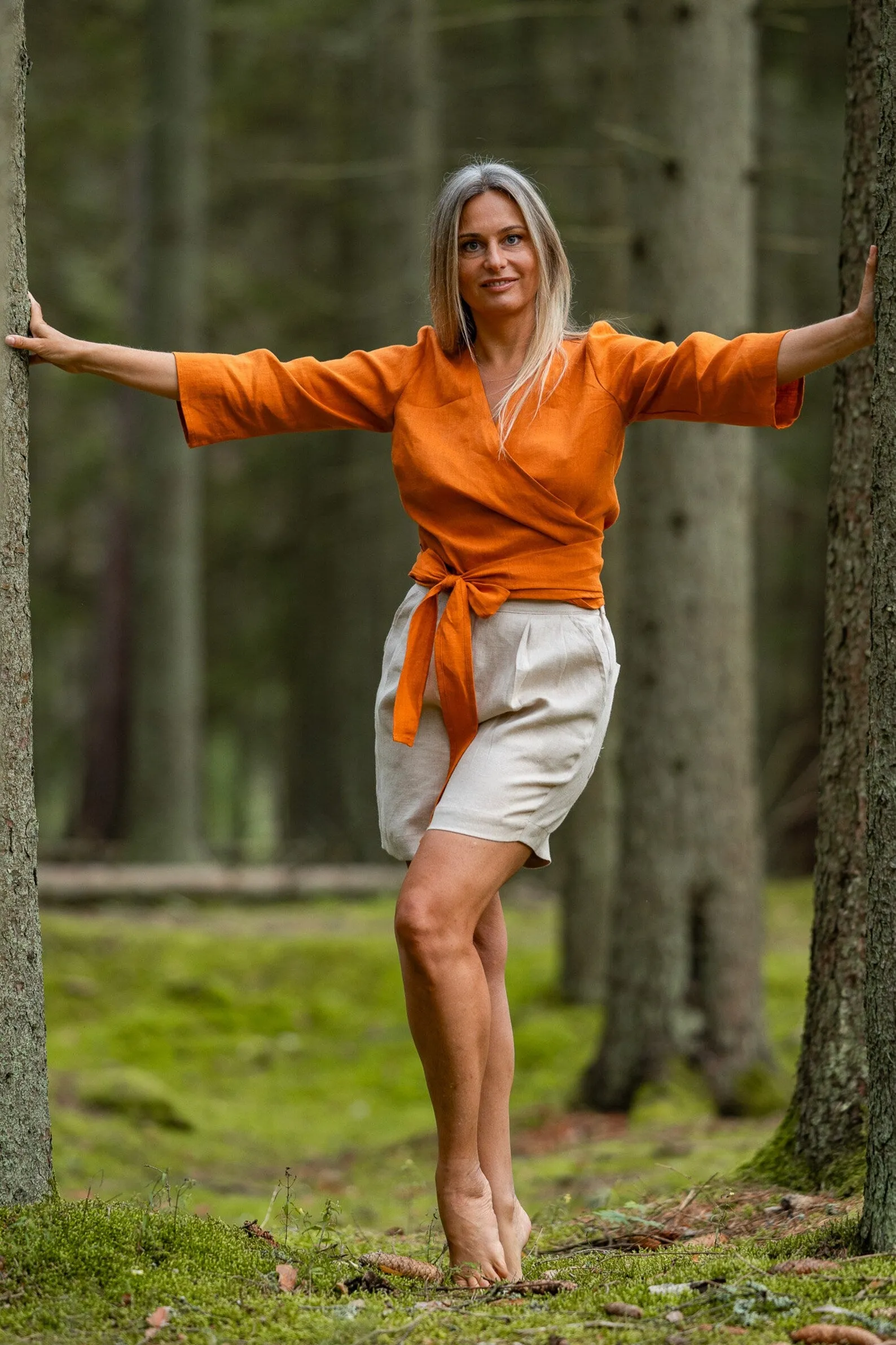 Linen Pleated Shorts BERGEN In Natural