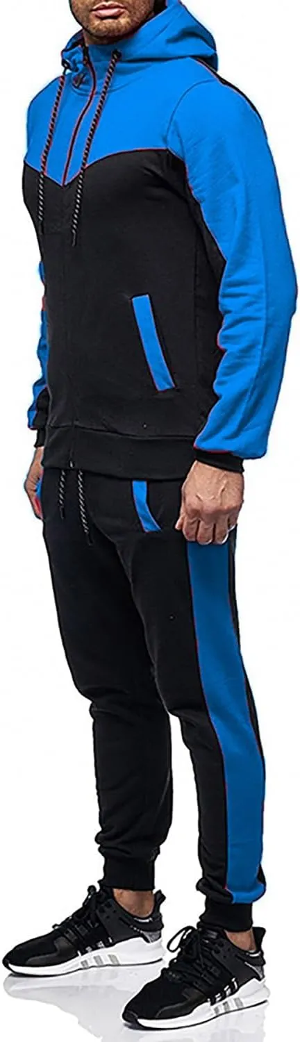 Marine Royal Track Suits for Men Set Full Zip Sweatsuit Outdoor Jogging Men Tracksuits