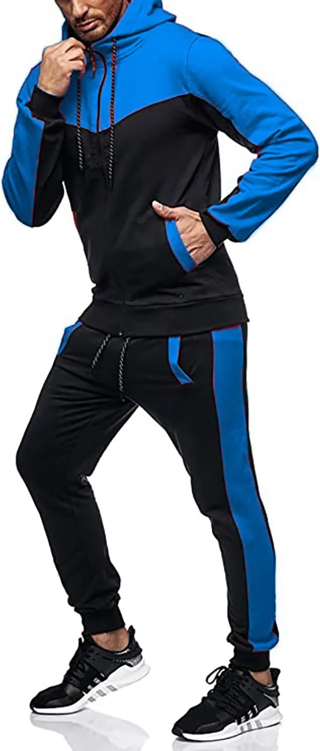 Marine Royal Track Suits for Men Set Full Zip Sweatsuit Outdoor Jogging Men Tracksuits