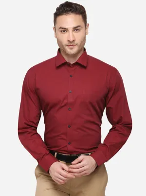 Maroon Solid Regular Fit Formal Shirt | JadeBlue