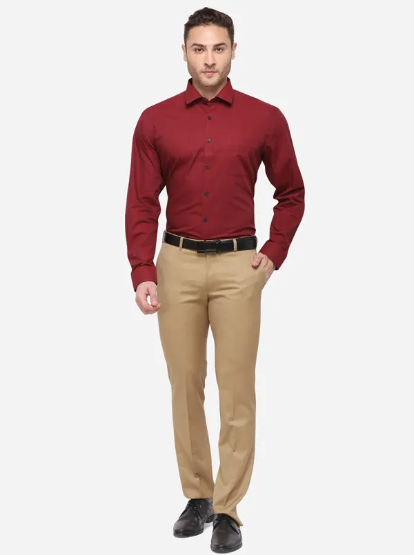 Maroon Solid Regular Fit Formal Shirt | JadeBlue