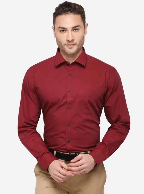 Maroon Solid Regular Fit Formal Shirt | JadeBlue