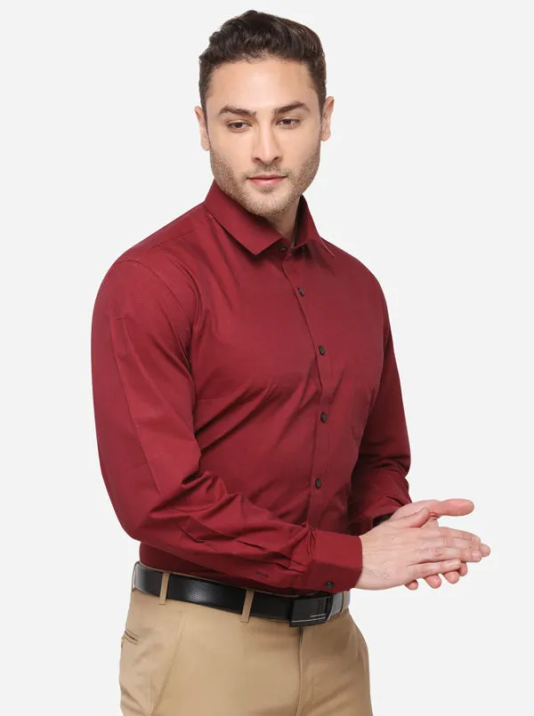 Maroon Solid Regular Fit Formal Shirt | JadeBlue