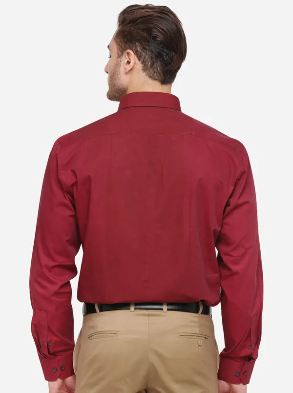 Maroon Solid Regular Fit Formal Shirt | JadeBlue