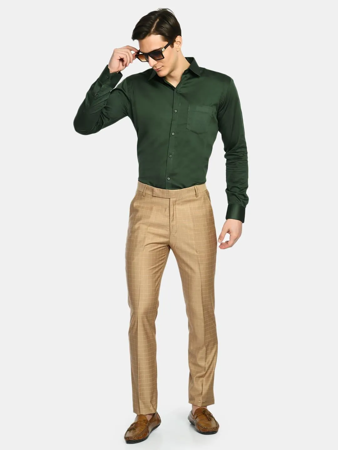 Men's B. Green Regular Fit Solid Giza Cotton Formal Shirt