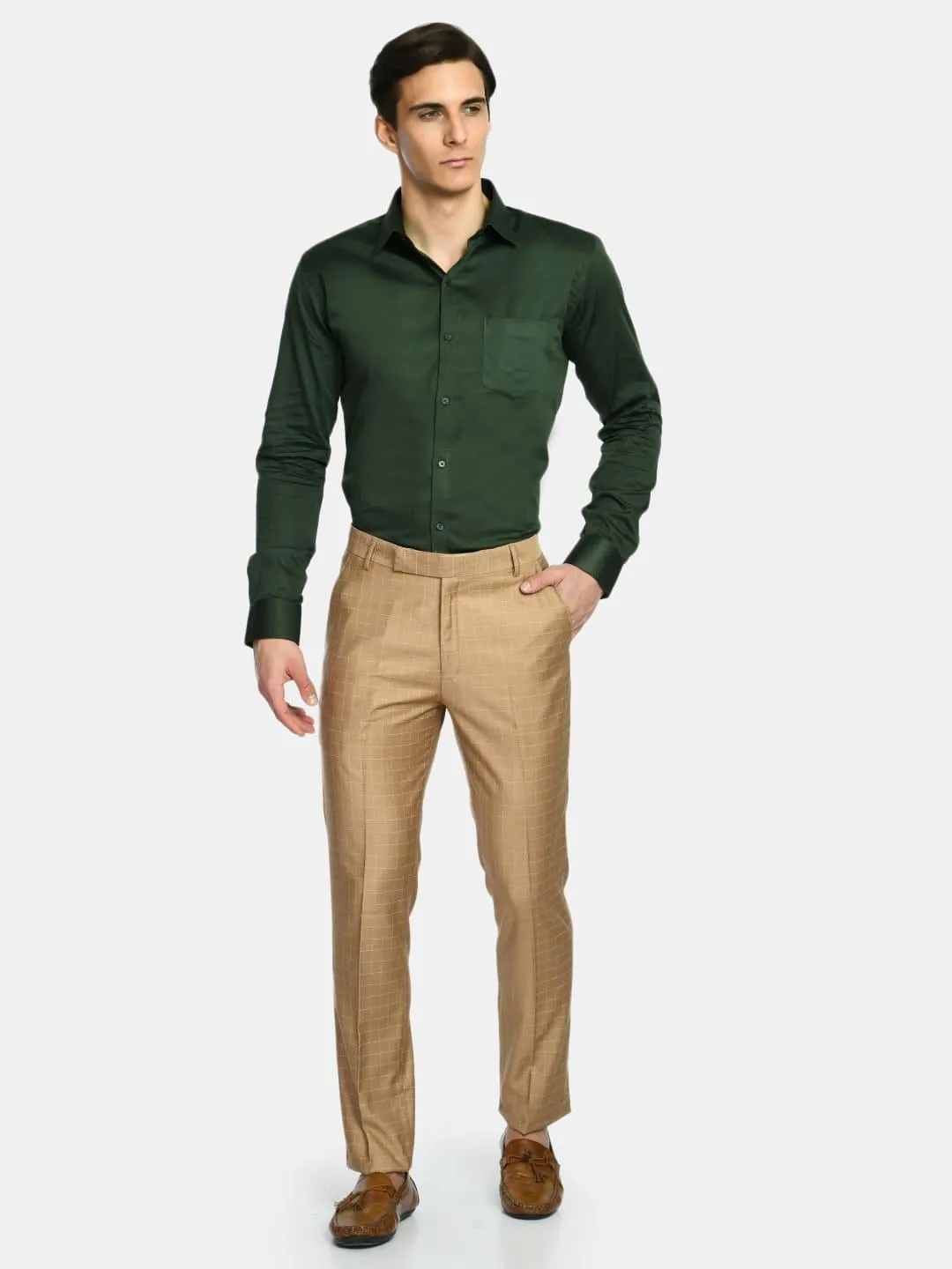 Men's B. Green Regular Fit Solid Giza Cotton Formal Shirt