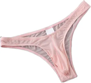Men's Nylon Thongs Underwear Sexy Low Rise Bulge Pouch Briefs G-String Bikini Swimsuit