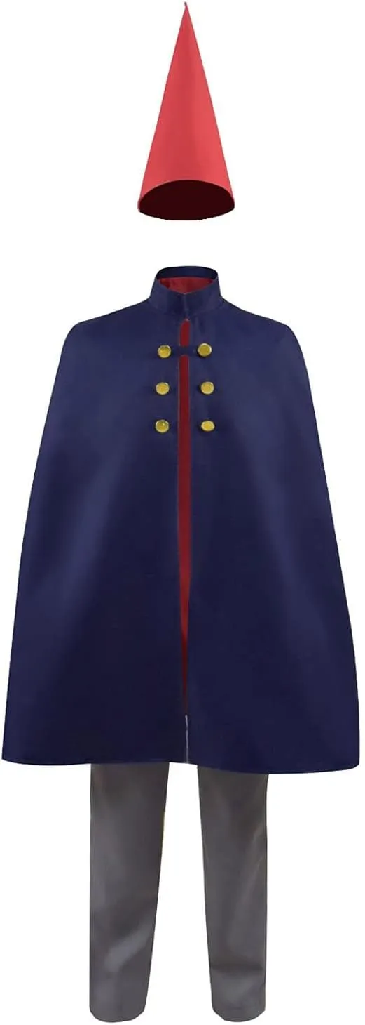 Mens Over The Garden Wall Cosplay Wirt Mantle Costume Cloak with Hat Halloween Outfits Uniform Robe