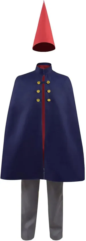 Mens Over The Garden Wall Cosplay Wirt Mantle Costume Cloak with Hat Halloween Outfits Uniform Robe
